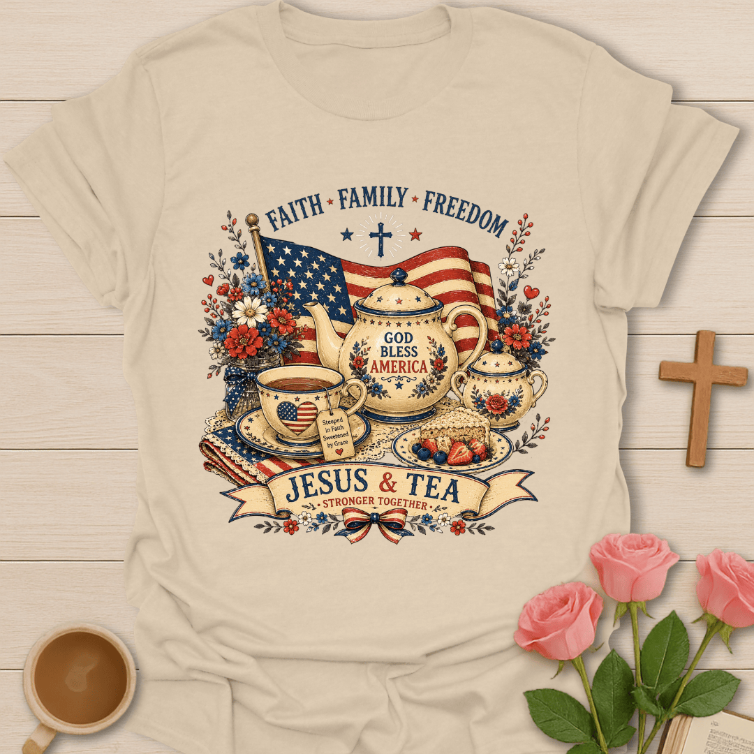 Patriotic Jesus Tea T-Shirt T-Shirt