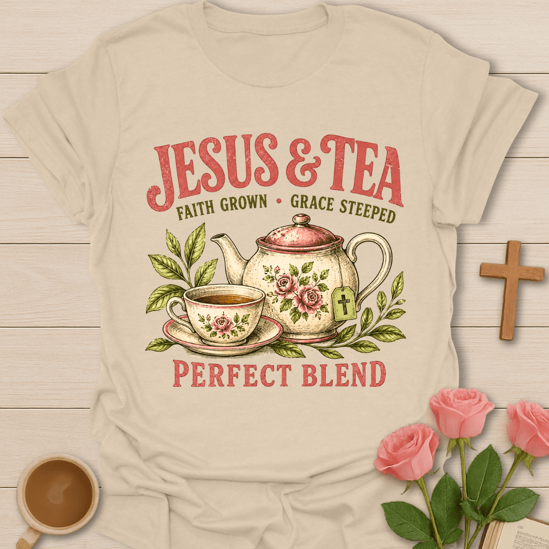 Faith Grown, Grace Steeped T-Shirt KozzyCo Christian and tea lover design