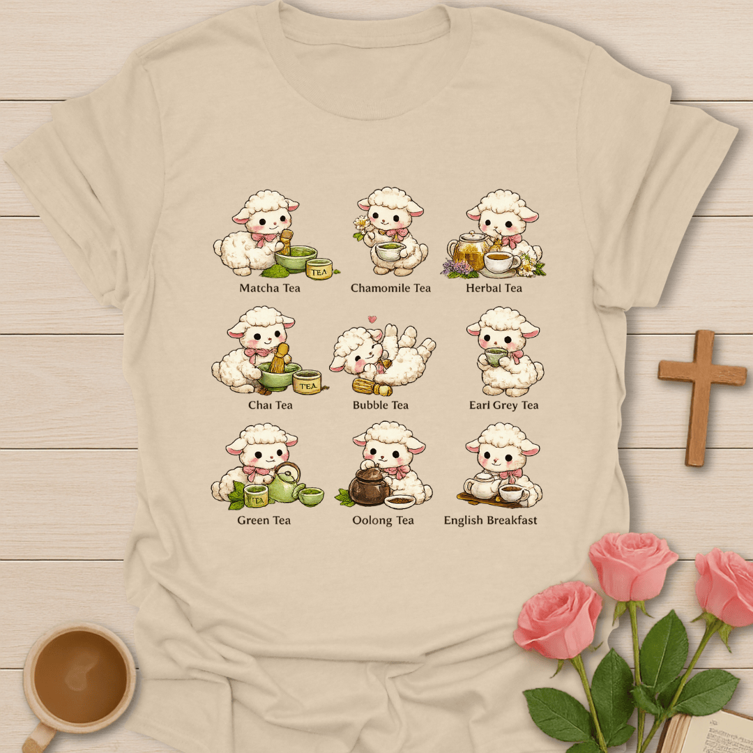 Tea Lover Lamb Collection T-Shirt KozzyCo Christian and tea lover design