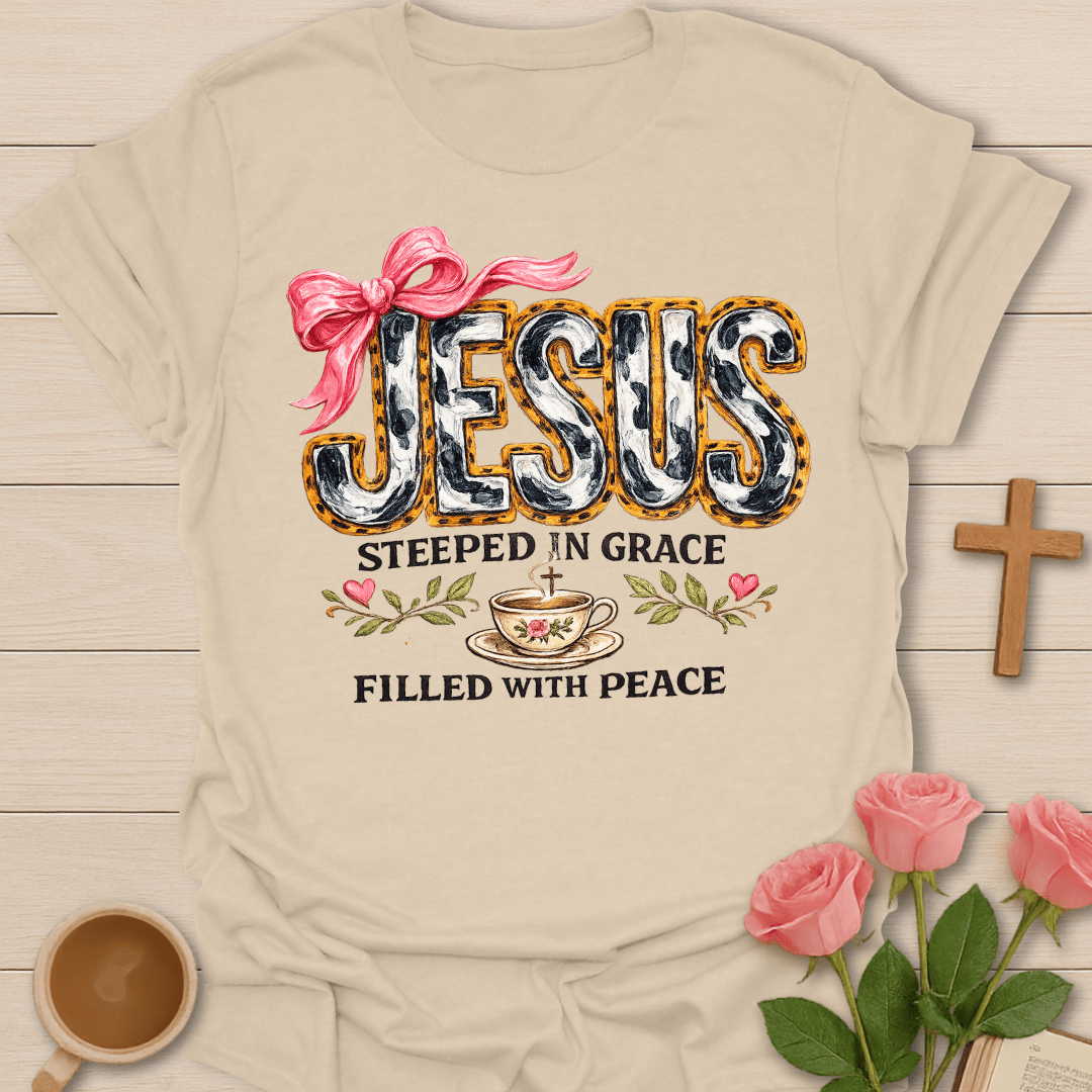 Jesus Filled With Peace T-Shirt KozzyCo Christian and tea lover design