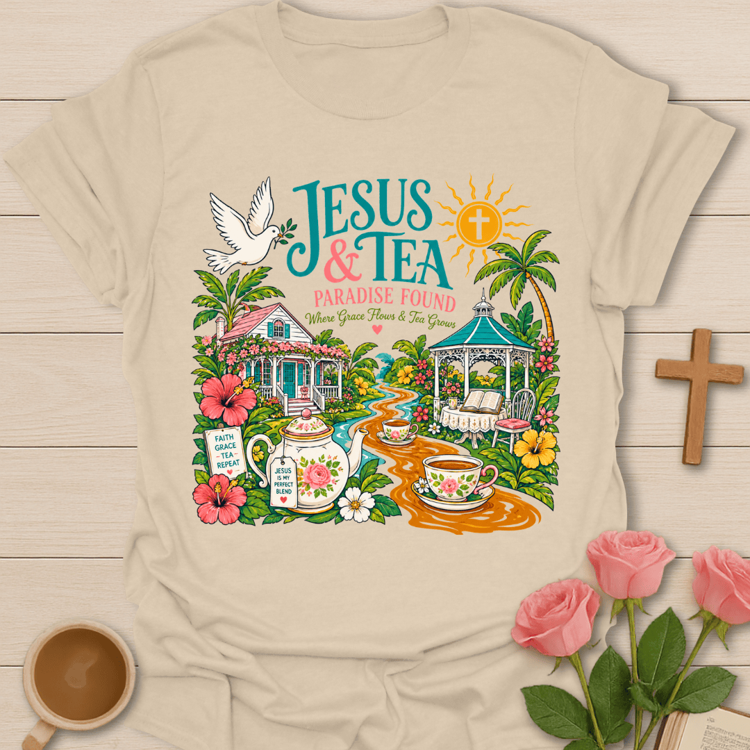 Jesus & Tea Paradise T-Shirt KozzyCo Christian and tea lover design