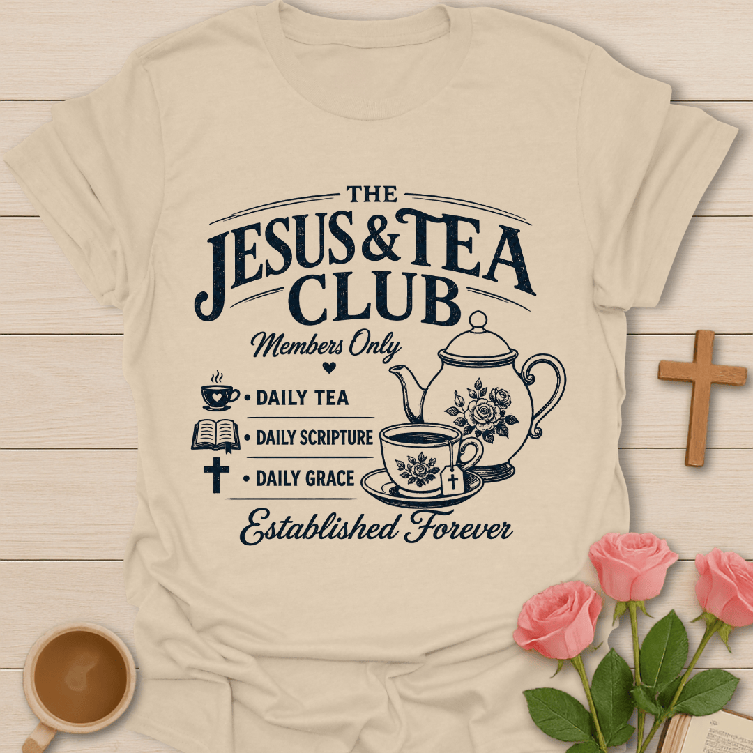 Jesus & Tea Club T-Shirt KozzyCo Christian and tea lover design
