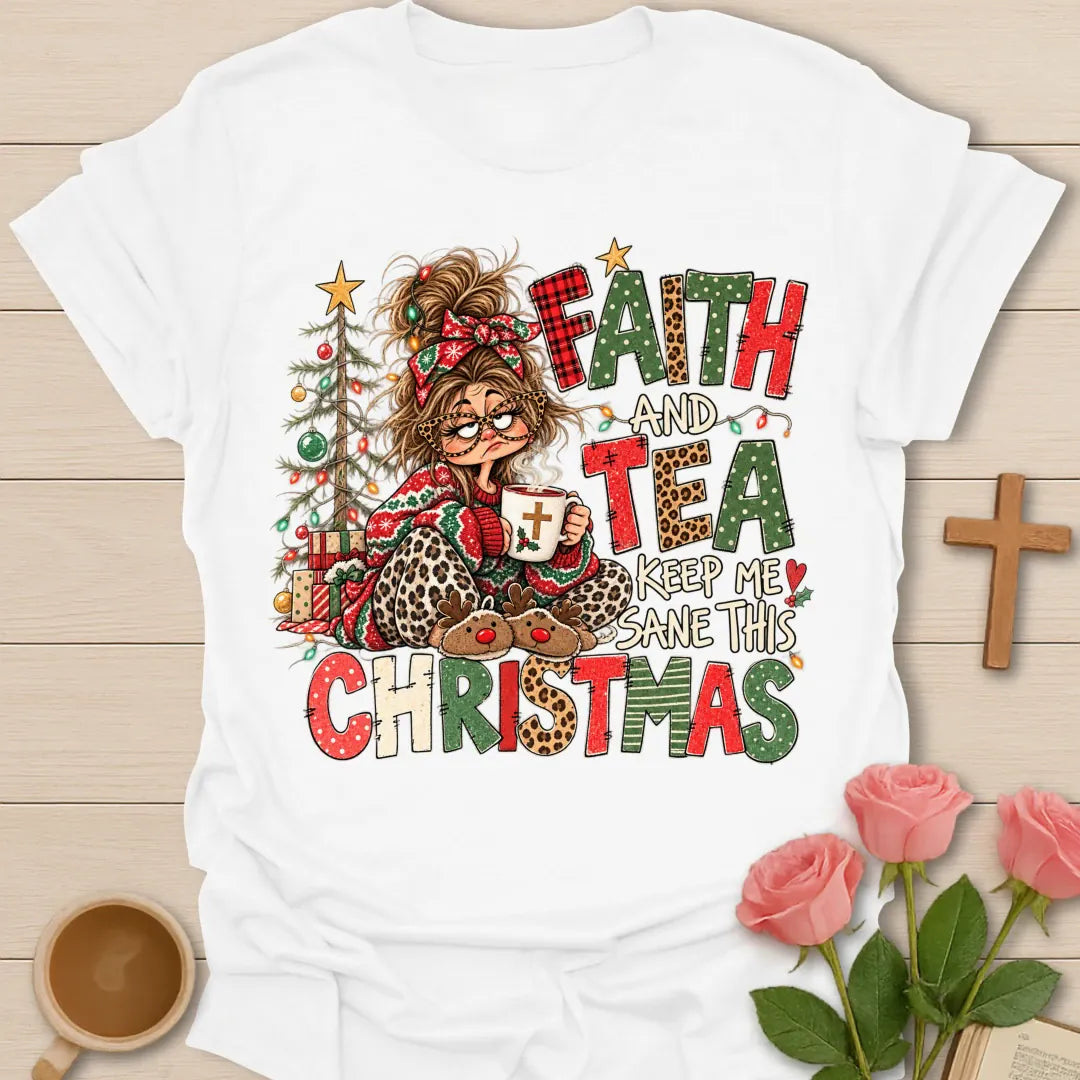 Sane Ugly Christmas Christian t-shirt with festive ugly-Christmas-style design - White