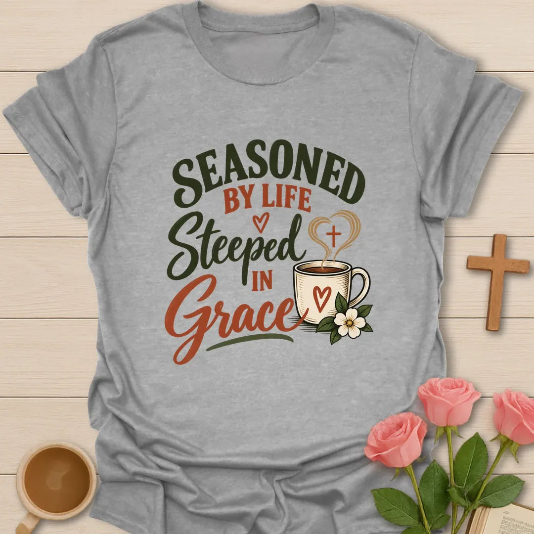 Seasoned By Life Christian t-shirt with faith-inspired lettering - Sport Grey