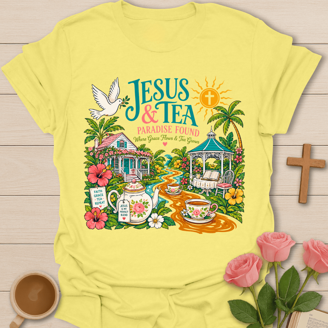 Jesus & Tea Paradise T-Shirt KozzyCo Christian and tea lover design