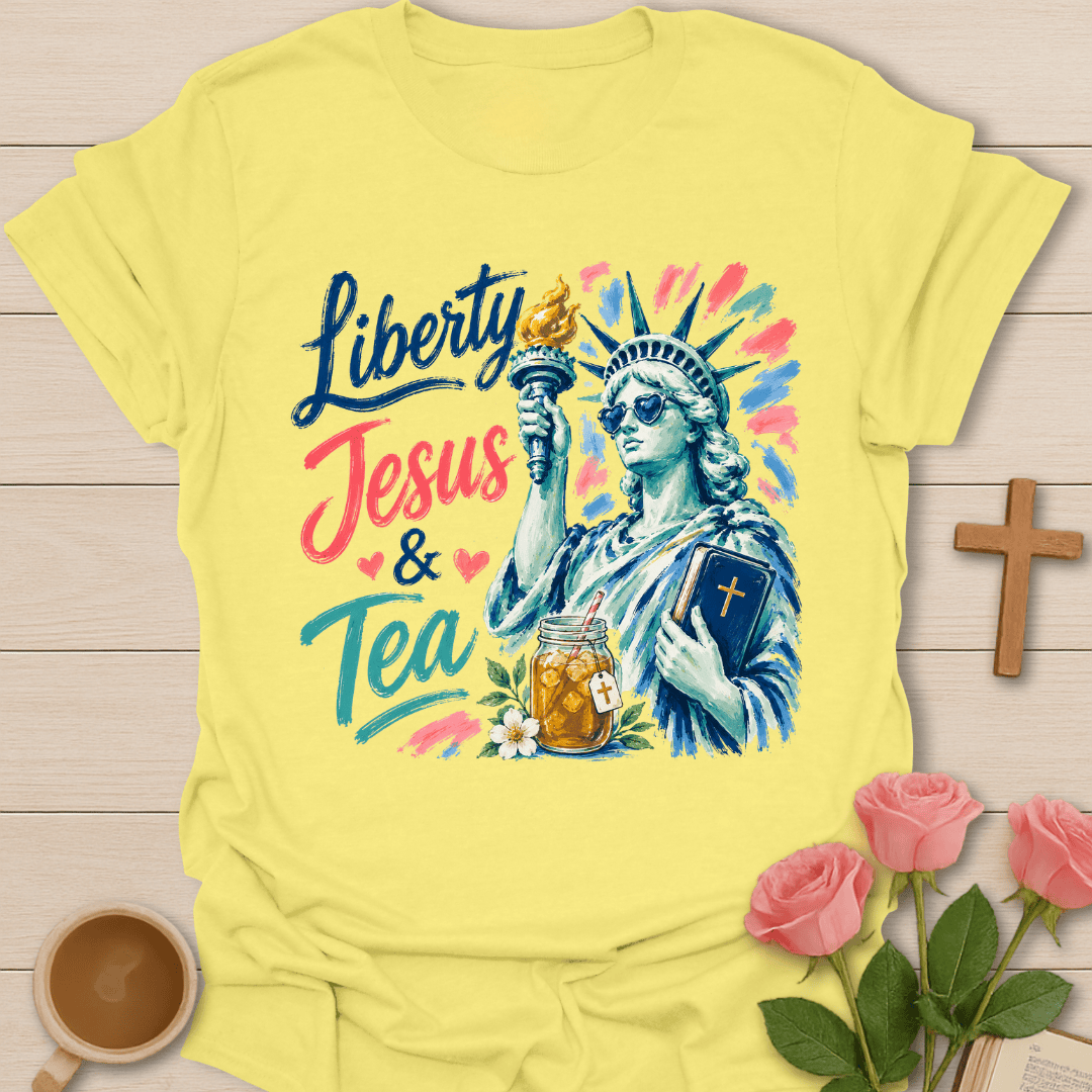 Liberty Jesus & Sweet Tea T-Shirt KozzyCo Christian and tea lover design