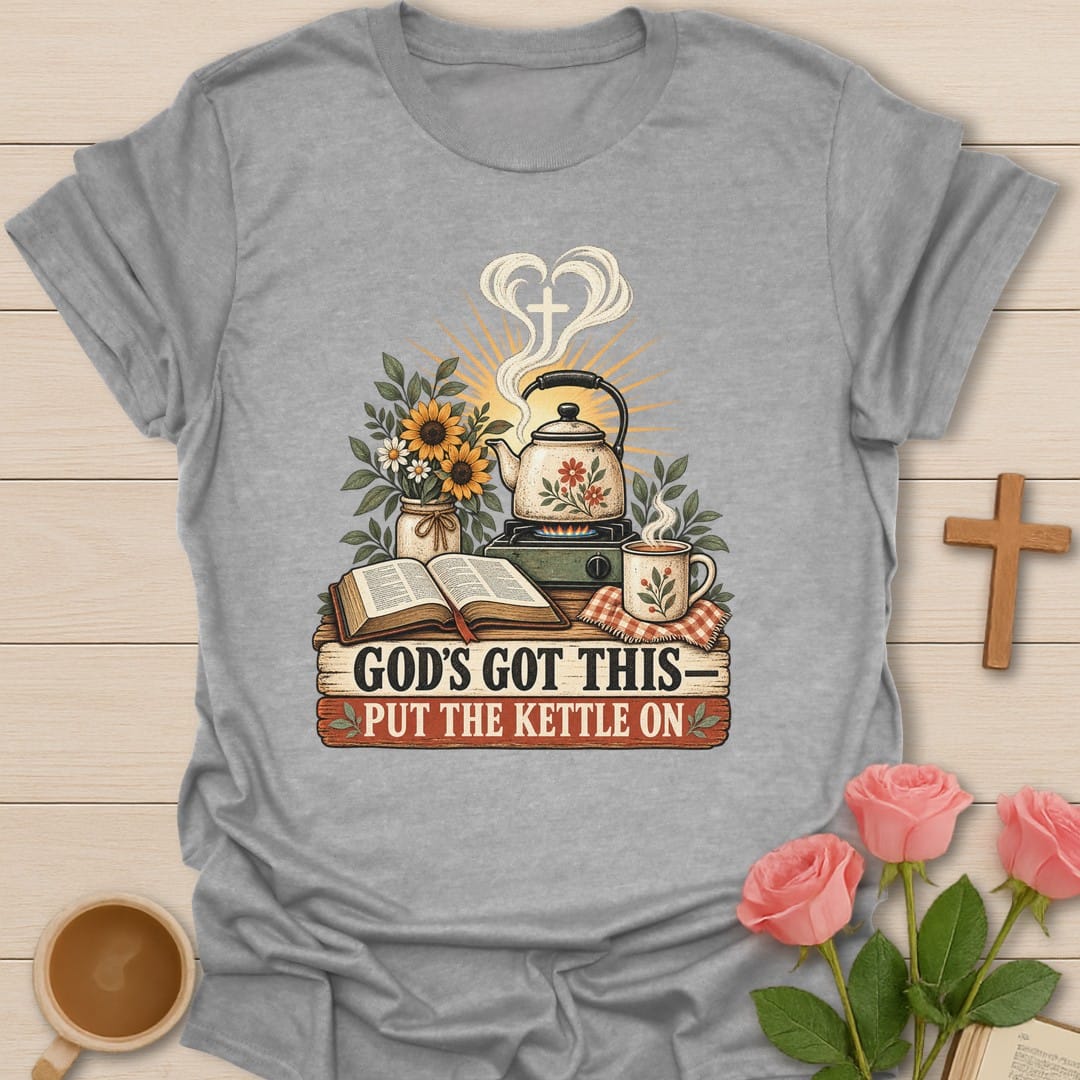 God's Got This t-shirt with reassuring lettering and faith-inspired design - Sport Grey
