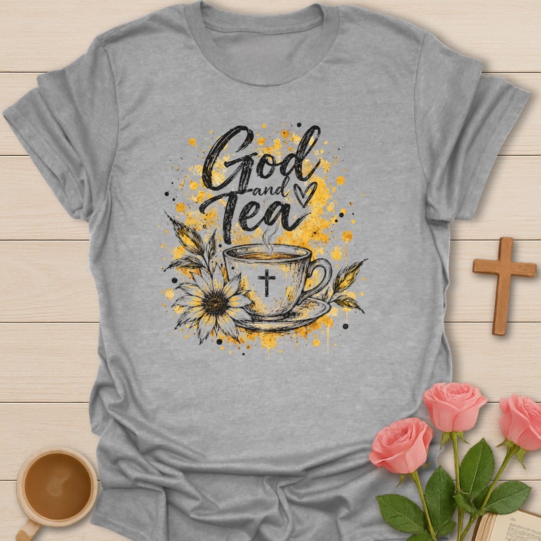Brew Blessed t-shirt with tea brewing lettering and faith-inspired design - Sport Grey