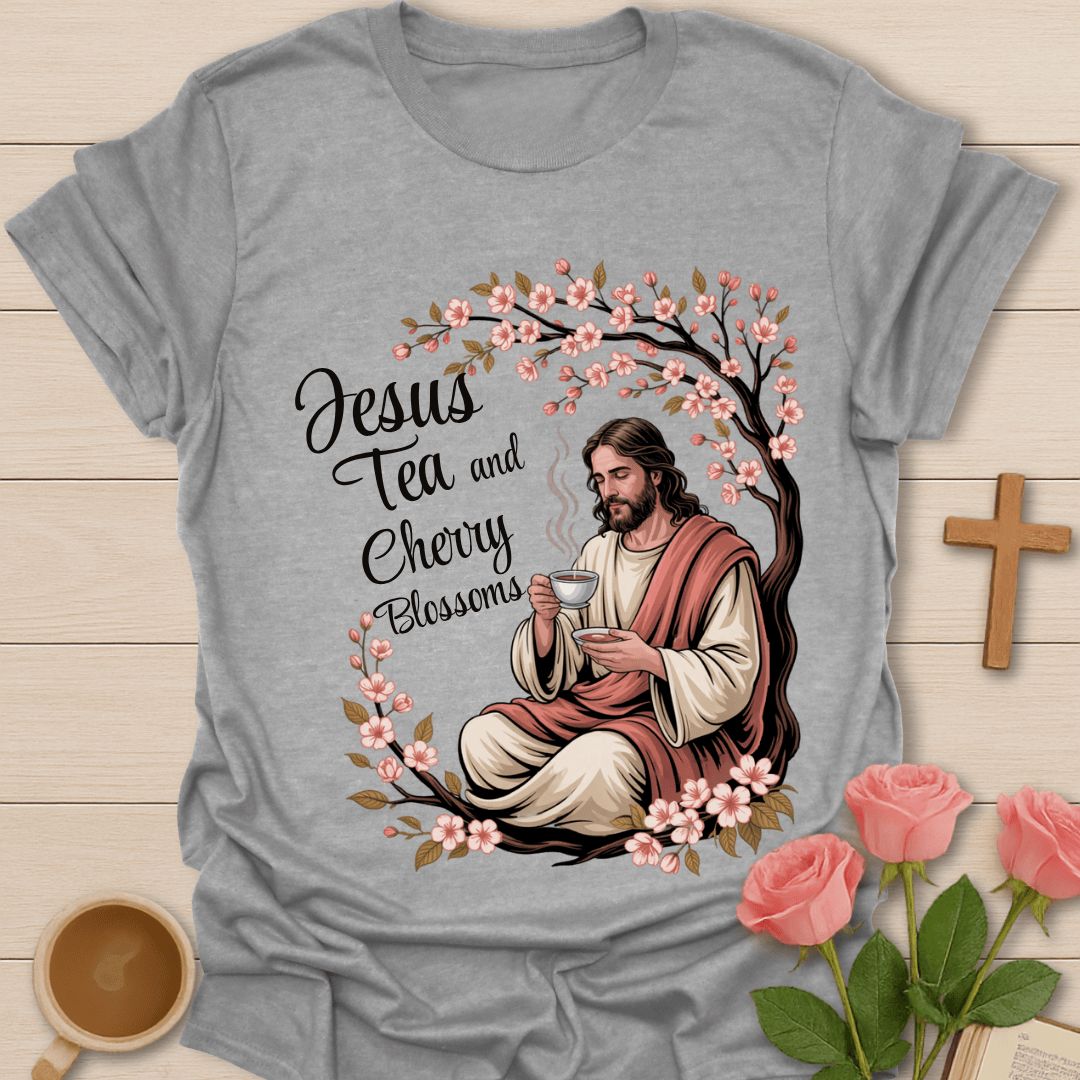 Cherry Blossom Jesus Tea T-Shirt T-Shirt