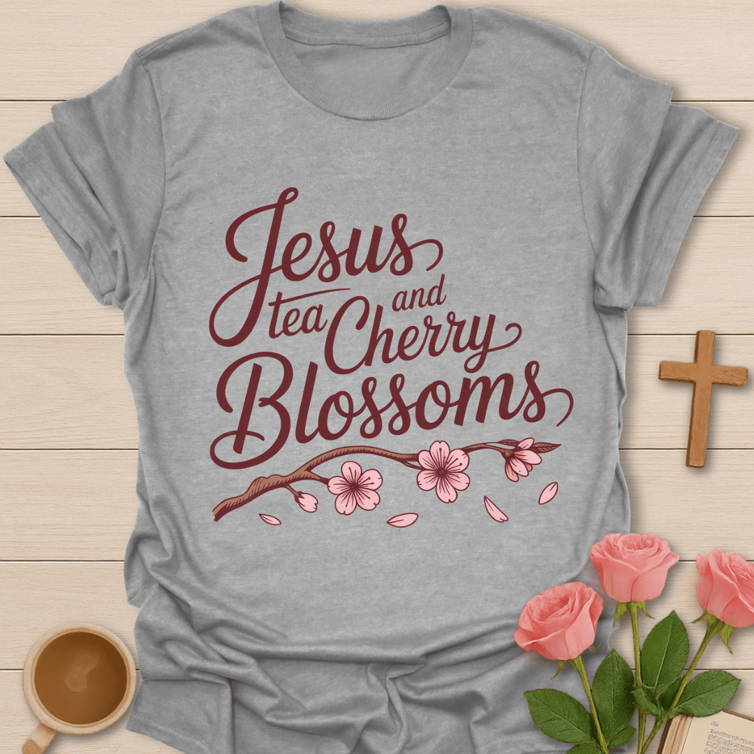 Jesus Tea & Cherry Blossoms T-Shirt T-Shirt