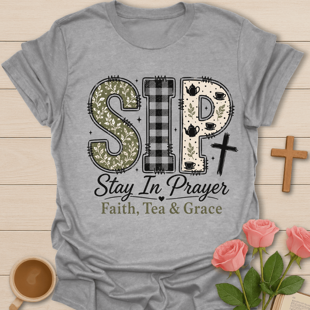 Stay In Prayer Tea T-Shirt KozzyCo Christian and tea lover design