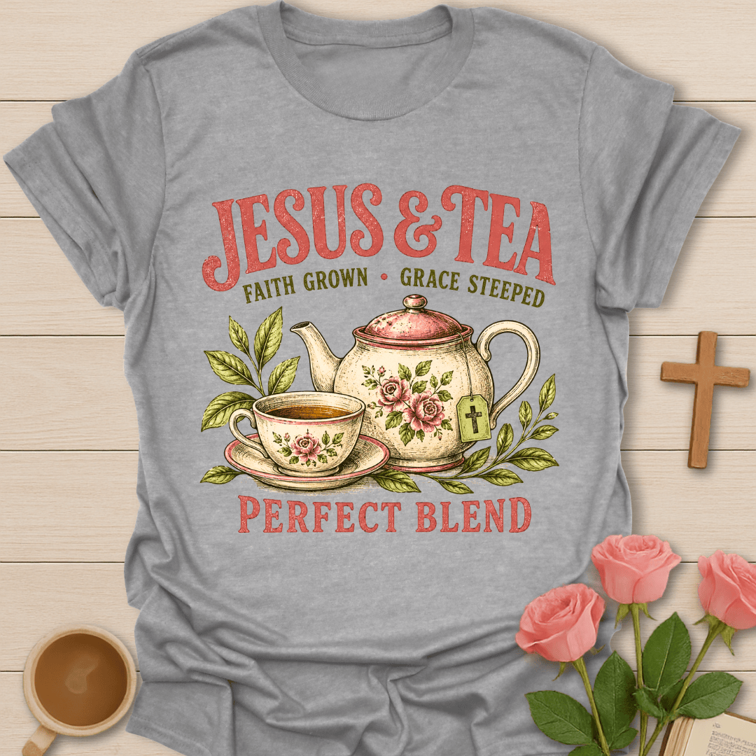 Faith Grown, Grace Steeped T-Shirt KozzyCo Christian and tea lover design