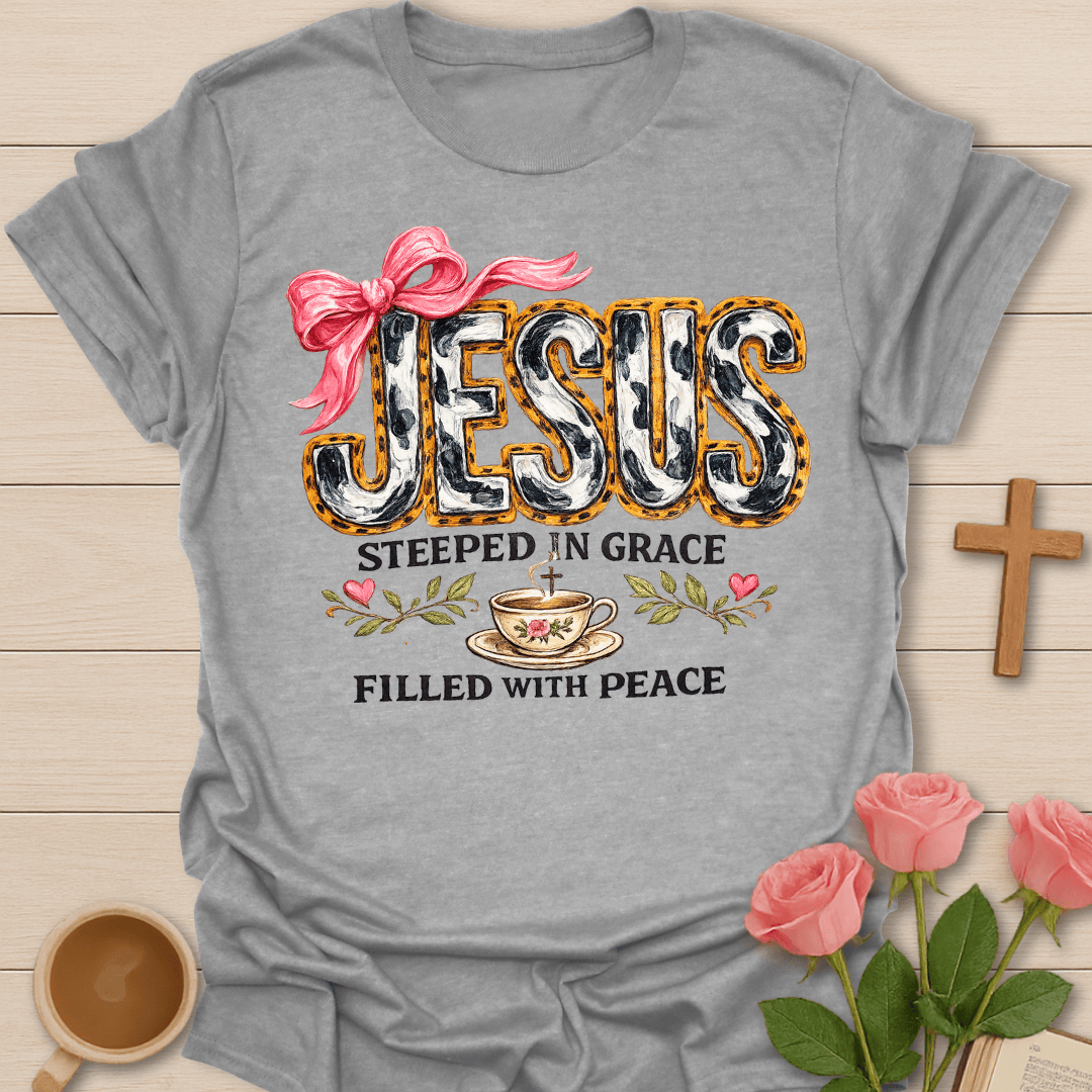 Jesus Filled With Peace T-Shirt KozzyCo Christian and tea lover design