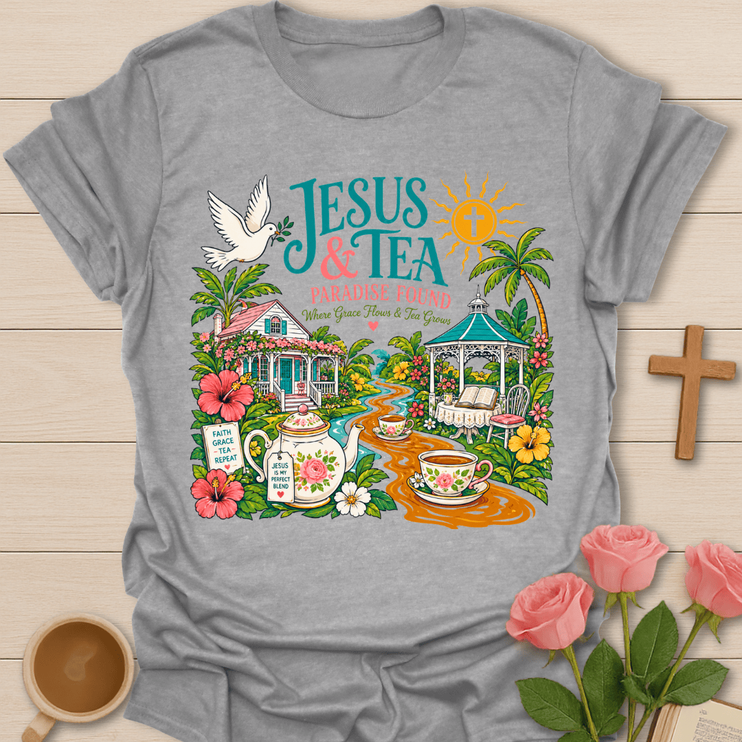 Jesus & Tea Paradise T-Shirt KozzyCo Christian and tea lover design