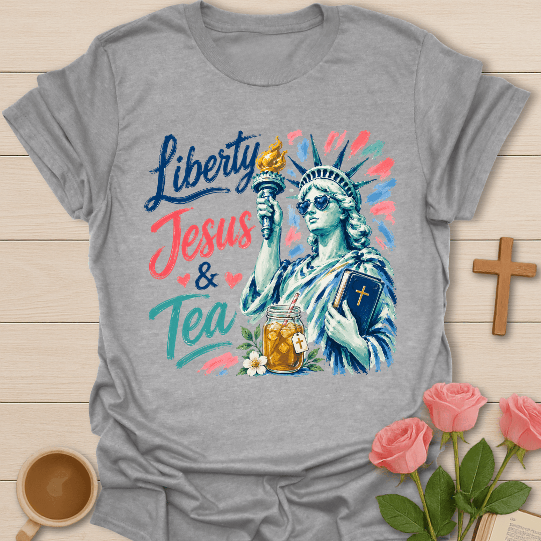 Liberty Jesus & Sweet Tea T-Shirt KozzyCo Christian and tea lover design