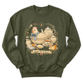Sweet Tea Farmhouse sweatshirt with vintage farmhouse and teacup design - Military Green