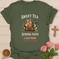 Sweet Tea Southern Christmas shirt with sweet tea and holiday Southern styling - Military Green