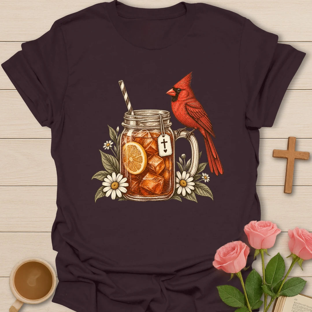 Sweet Tea Christian shirt with sweet tea design and faith-inspired lettering. - Dark Chocolate