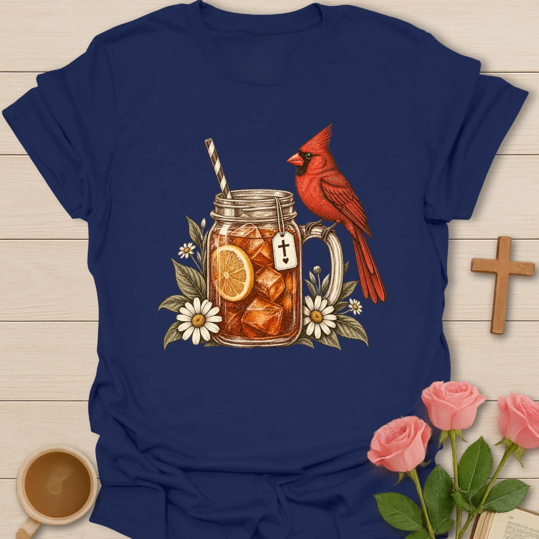Sweet Tea Christian shirt with sweet tea design and faith-inspired lettering. - Navy