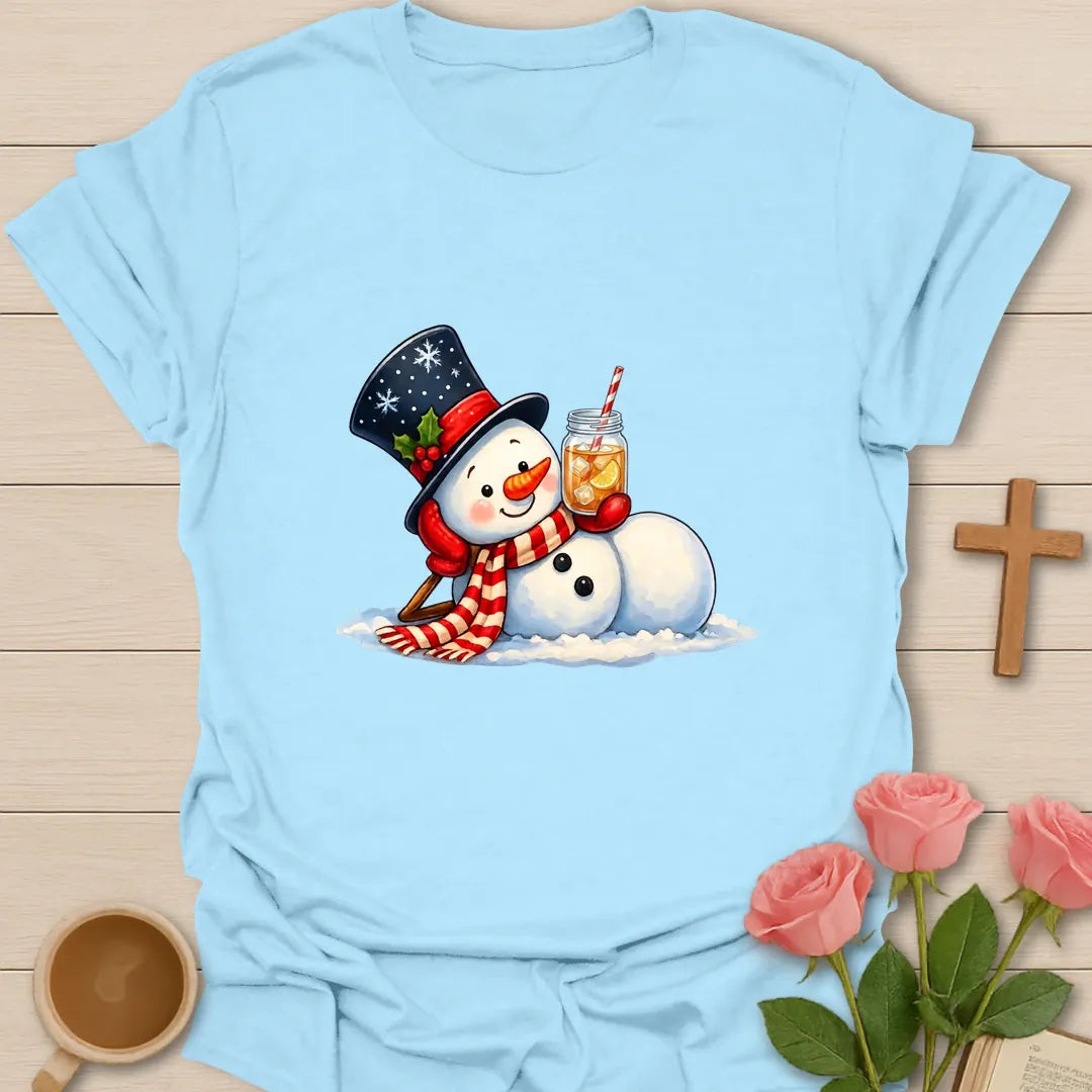 Sweet Tea With Santa t-shirt with festive Santa artwork and faith-inspired design - Light Blue