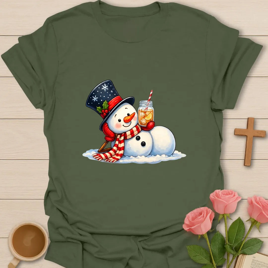 Sweet Tea With Santa t-shirt with festive Santa artwork and faith-inspired design - Military Green
