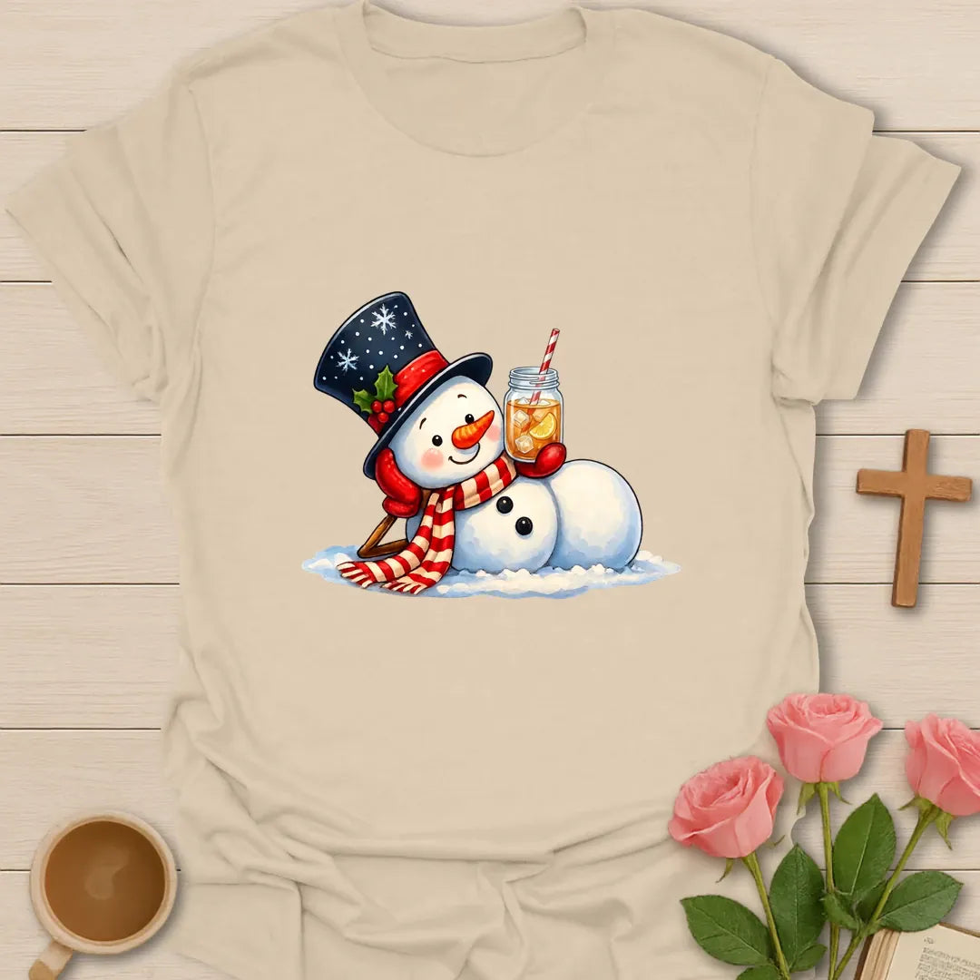 Sweet Tea With Santa t-shirt with festive Santa artwork and faith-inspired design - Sand