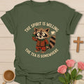 The Spirit Is Willing The Tea Is Somewhere Christmas shirt with funny holiday lettering - Military Green