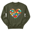 Tea Lover Heart sweatshirt with heart-shaped teacup illustration - Military Green