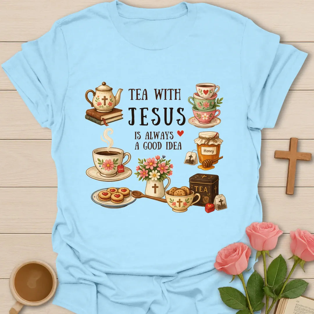 Tea With Jesus Christian Tea T-Shirt KozzyCo Christian and tea lover design