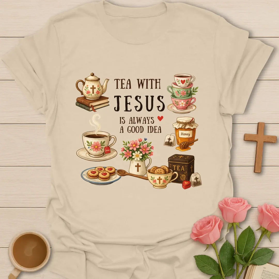 Tea With Jesus Christian Tea T-Shirt KozzyCo Christian and tea lover design