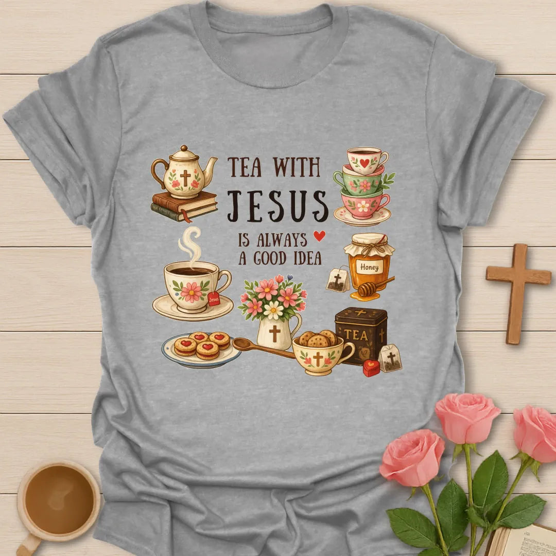 Tea With Jesus Christian Tea T-Shirt KozzyCo Christian and tea lover design