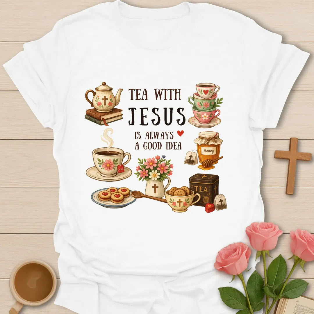 Tea With Jesus Christian Tea T-Shirt KozzyCo Christian and tea lover design