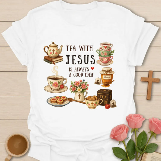 Tea With Jesus Christian Tea T-Shirt KozzyCo Christian and tea lover design