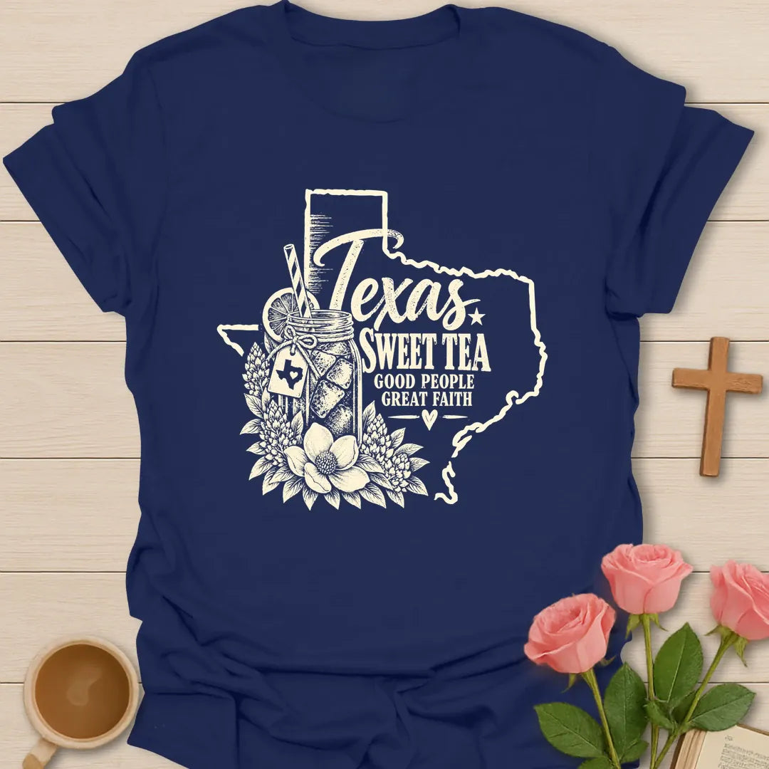 Texas Faith Christian t-shirt with faith-inspired Texas lettering - Navy