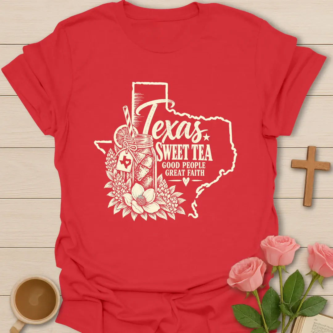 Texas Faith Christian t-shirt with faith-inspired Texas lettering - Red