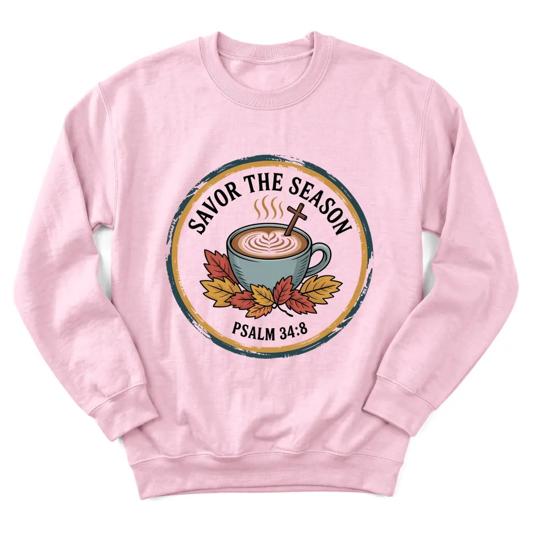 The Christ Season sweatshirt with holiday lettering and cozy faith design - Light Pink