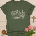 Turkey Testimonies and Sweet Tea Thanksgiving t-shirt with playful lettering and faith-inspired design - Military Green