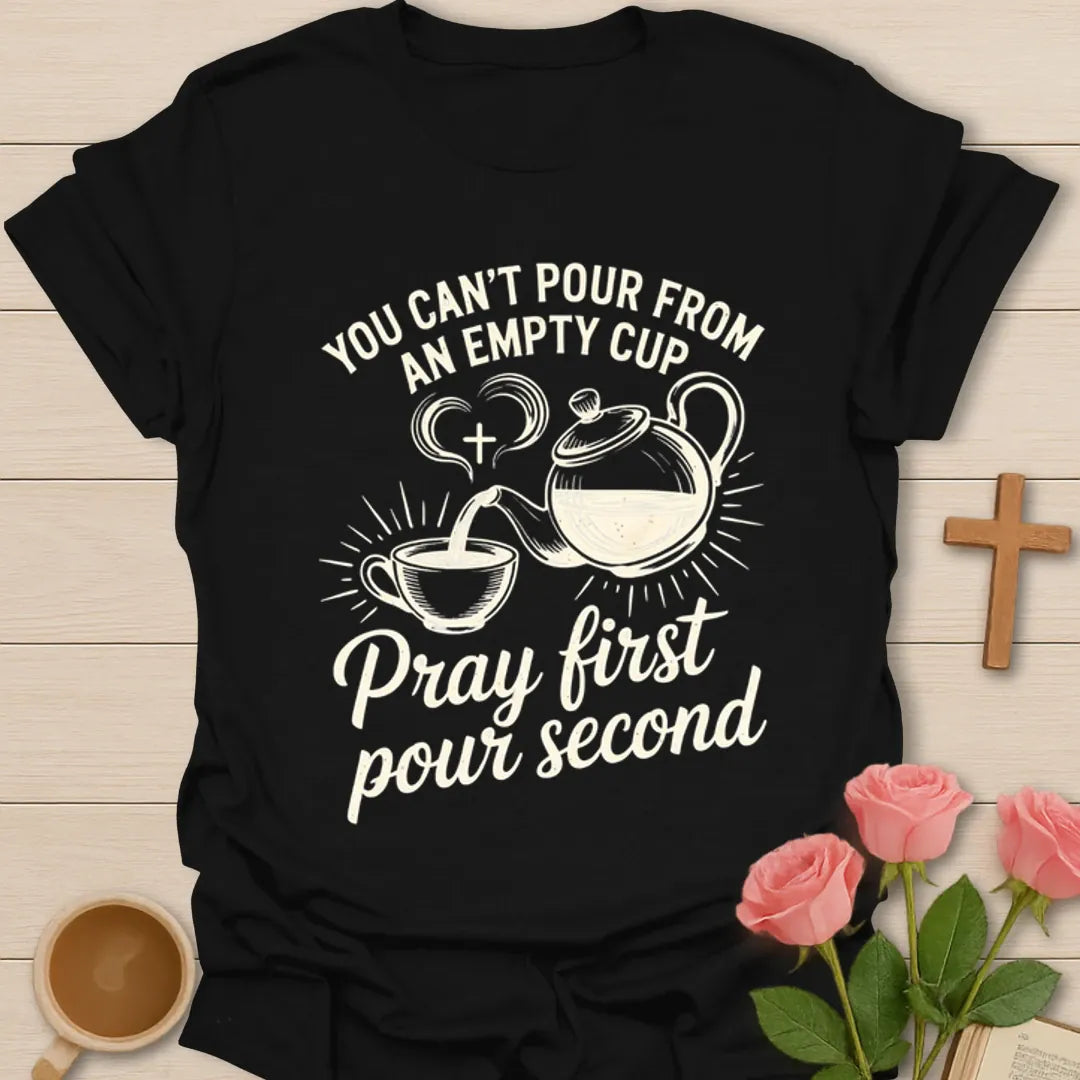 Vintage Pray First Pour Second KozzyCo Christian and tea lover design