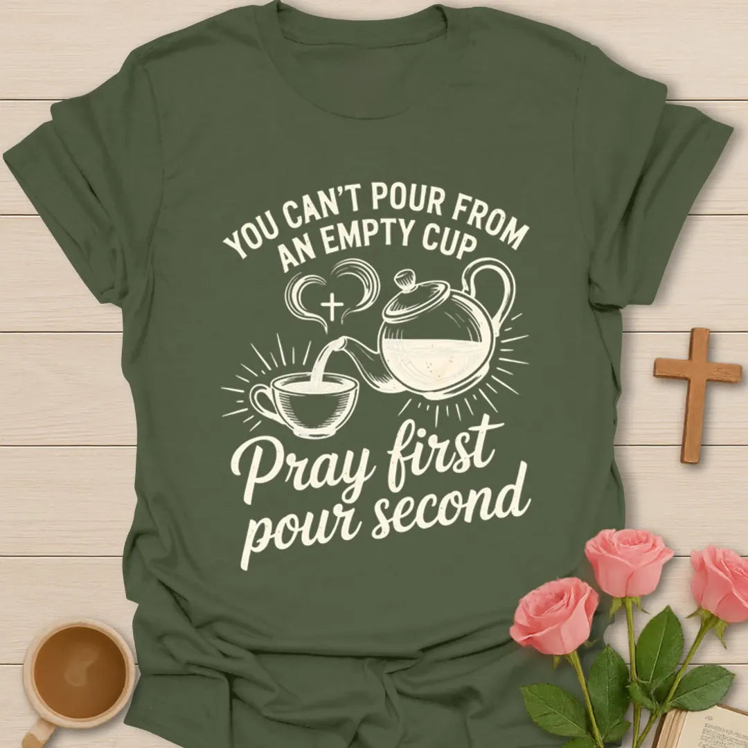 Vintage Pray First Pour Second KozzyCo Christian and tea lover design