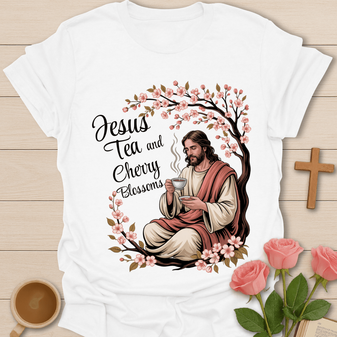 Cherry Blossom Jesus Tea T-Shirt T-Shirt