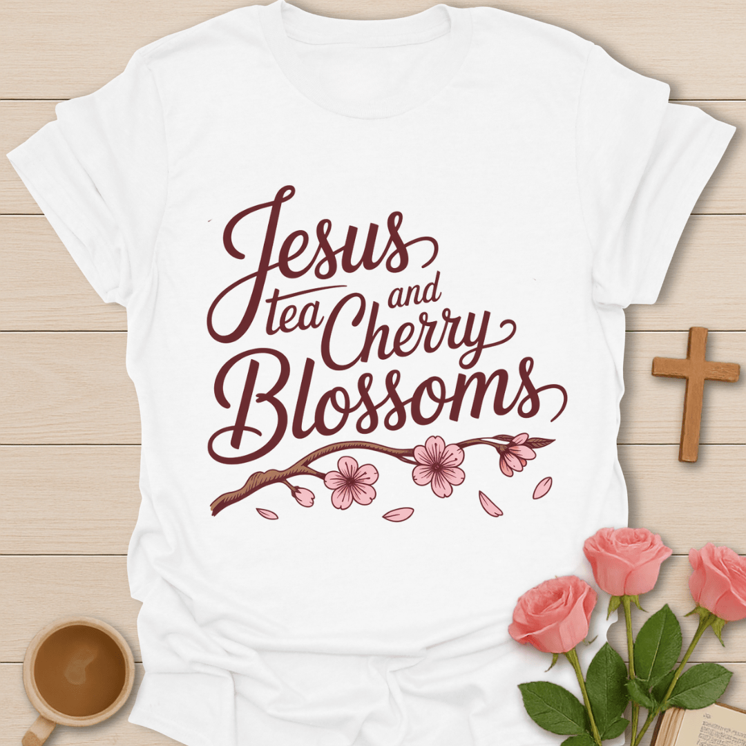 Jesus Tea & Cherry Blossoms T-Shirt T-Shirt