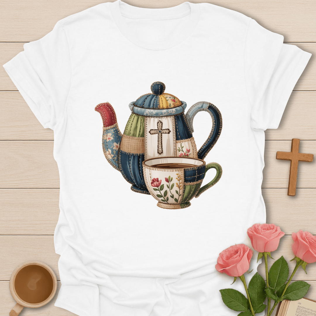 Faux Patchwork Faith Teapot T-Shirt T-Shirt