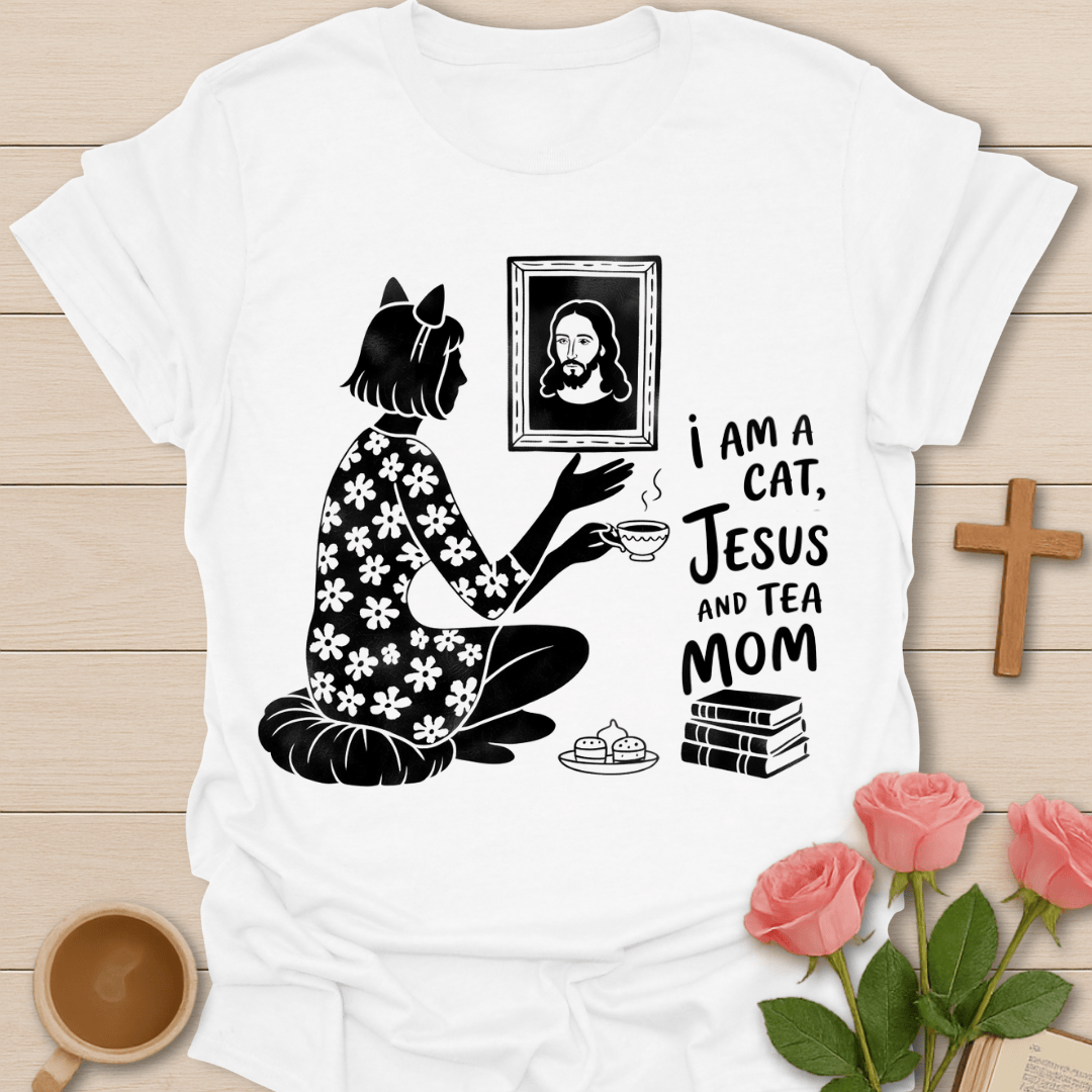 Jesus Tea Cat Mom T-Shirt T-Shirt