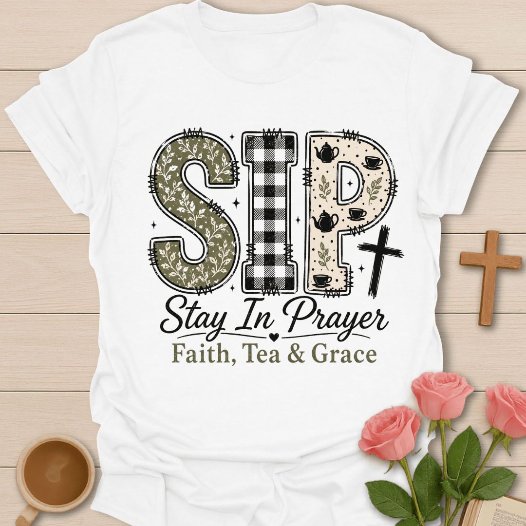 Stay In Prayer Tea T-Shirt KozzyCo Christian and tea lover design