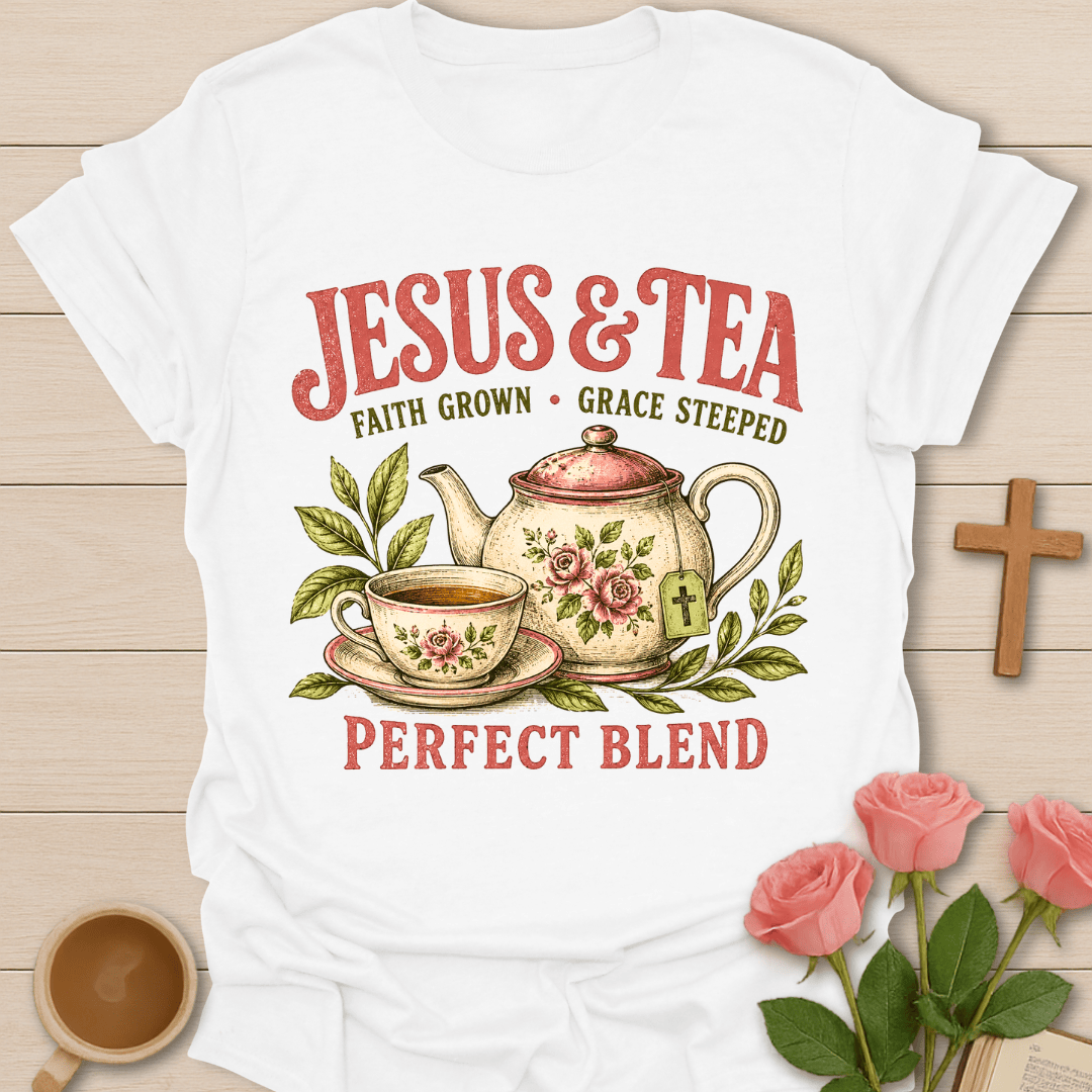 Faith Grown, Grace Steeped T-Shirt KozzyCo Christian and tea lover design