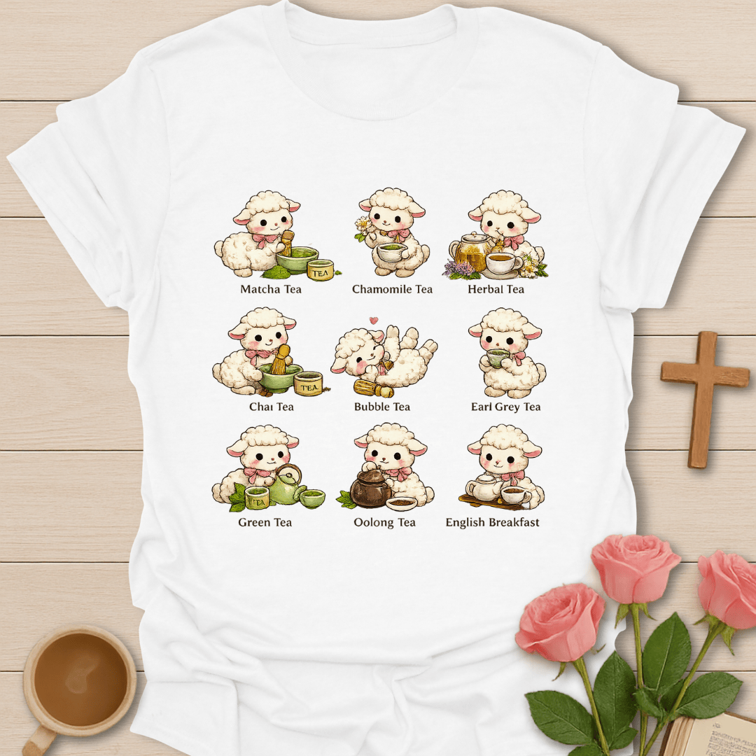 Tea Lover Lamb Collection T-Shirt KozzyCo Christian and tea lover design
