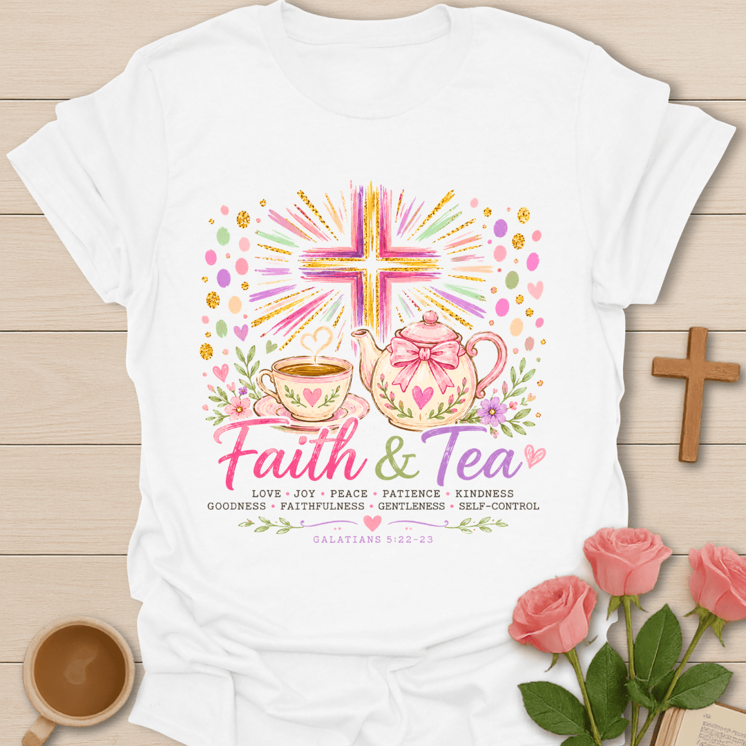 Faith & Tea Blessings T-Shirt KozzyCo Christian and tea lover design