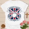British Keep Calm and Drink Tea T-Shirt KozzyCo Christian and tea lover design