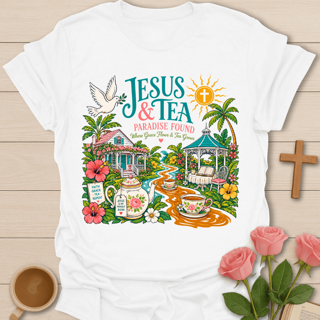 Jesus & Tea Paradise T-Shirt KozzyCo Christian and tea lover design