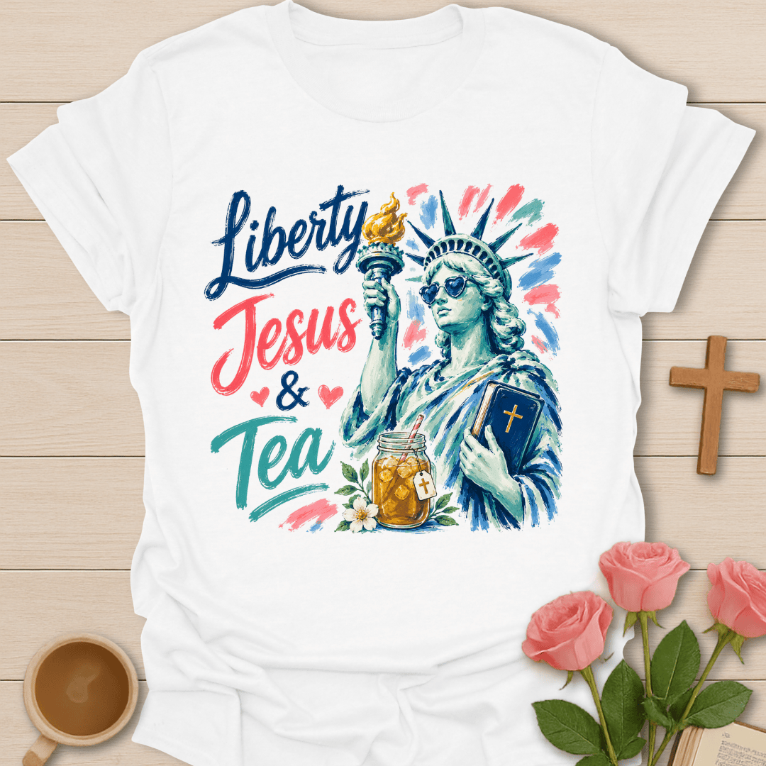 Liberty Jesus & Sweet Tea T-Shirt KozzyCo Christian and tea lover design